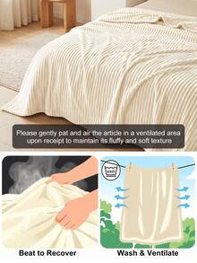 1pc Sofa Blanket/Bed Throw, White, Comfortable & Warm, Super Skin-Friendly & Breathable, Lightweight & Soft, Minimalist Fashion Design, All-Around Comfort, Suitable For Travel, Napping, Multiple Sizes Available, Machine Washable - White - View 5