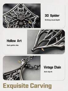European And American Cross-Border Punk Gothic Hip-Hop Dark Cool Personalized Spider Distressed Pendant Necklace - Silver - View 3