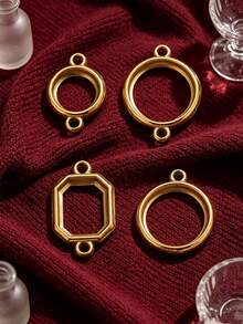 1pc Stainless Steel Open Frame Connector Charms, Hollow Circle Octagon Double Loops Links Pendant For DIY Jewelry Making Supplies - Connector - View 5