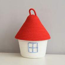 1 Set Cartoon House Shaped Woven Storage Basket With Lid, House Design, Suitable For Home Bedroom Living Room, Large Capacity, Can Store Snacks And Miscellaneous Items, Decorative Accessories, Christmas Storage - Multicolor - View 10