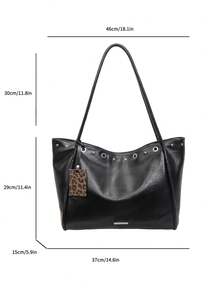 New Fashionable Large-Capacity Women's PU Tote Bag With Stud Accents-Casual, Versatile, Shoulder Commuter Bag And Handbag - Black - View 10