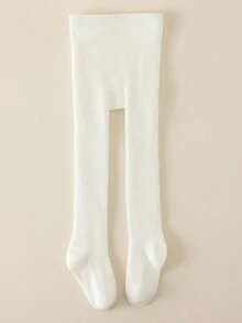 [Style Automne/Hiver] 1 pièce Collants blancs pour enfants/bébés/filles, design classique à fines rayures, chaussettes simples et à la mode, chaudes et respirantes, couvrant tout le pied, douces et confortables, en polaire fine anti-froid, polyvalentes, adaptées aux enfants de 0 à 5 ans pour le port quotidien en automne/hiver, les jeux en plein air, les voyages et les cadeaux de vacances - Blanc - Voir 4