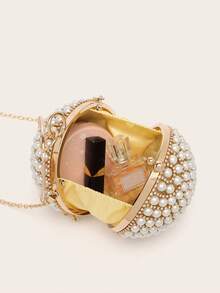 Mini Rhinestone Tassel Sphere Handbag Evening Clutch - Gold - View 11