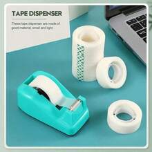 1 buah (Model & Warna Acak) Dispenser Selotip Portabel Lucu, Alat Tulis Kantor Rumah Pelajar, Kotak Penyimpanan Selotip Kantor, Aksesori Meja Kreatif, Pemotong Selotip Washi - Set - View 7