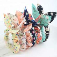 2/5/10pcs/Set Colorful Rabbit Ear Hair Ties, Women's Cute Cartoon Bow Hair Bands, Rubber Bands For Hair (Random Color) - Multicolor - View 9