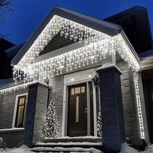 Wave & Flat Dual-Style LED Icicle Lights, 8 Dynamic Lighting Modes With Free Control, Multiple Length And Width Options, Comes With Independent Battery Control Box, No Fixed Outlet Needed, Flexible Hanging And Placement, Easily Create Dreamy Night Scenes With Rich And Varied Flowing Light Effects - Battery-powered Fairy Lights - View 2