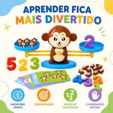 Brinquedo Jogo Balança Divertida educativo matemática Macaco Marrom - Marrom - Visão 9