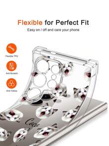 1 Custom Cat Pattern Text Transparent Anti Drop Phone Case, Compatible With IPhone 11/12/13/14/15/16 Pro Max/16 Plus/17/Air/17 Pro Max/S25/S26 Ultra/S24 Plus/S25 Edge/A56/A55/A54/A17 Waiting For Android Phone Models, Perfect As A Gift For Friends - Clear - View 4