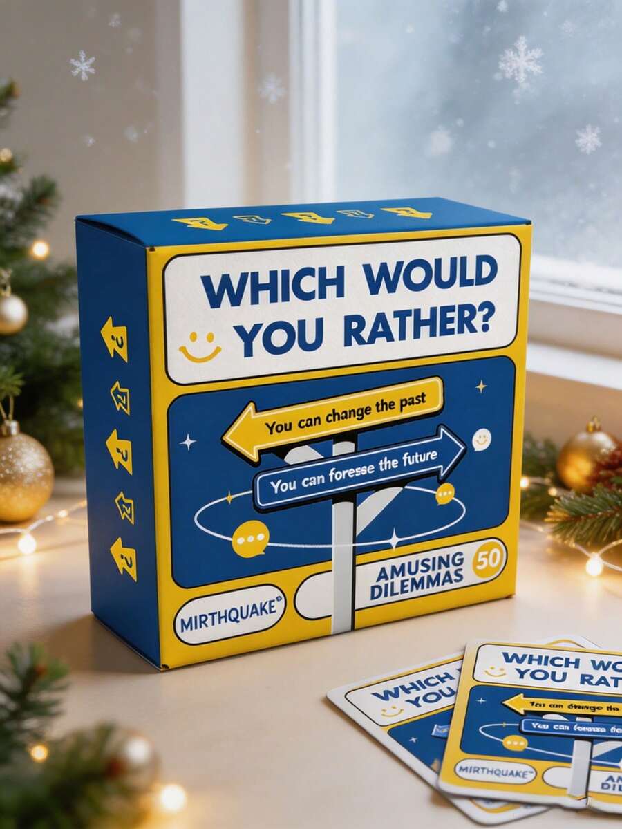 《Which Would You Rather?》趣味問答卡牌遊戲-50個趣味假設抉擇題,適合遊戲之夜、家庭娛樂與節日慶祝 - 彩色 - 查看 1