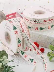 Ruy băng Giáng Sinh rộng 1.5cm/0.59 inch, ruy băng in họa tiết cây thông Noel, ruy băng trang trí lễ hội, phù hợp gói quà, gói hoa, trang trí vòng hoa và trang trí tiệc - Nhiều màu - Xem 4