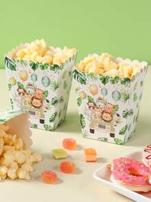 20/8pcs Kotak Popcorn Kertas Hewan Liar Hutan, Wadah Camilan Permen Sekali Pakai untuk Pesta Ulang Tahun, Ember Popcorn, Kotak Makanan, Dekorasi Pesta Pengungkapan Jenis Kelamin Bayi di Rumah dan Dapur - View 2