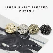 10pcs 18.5mm Vintage Asymmetrical Pleated Round Metal Shank Buttons, Suitable For Shirts, Suits, Asymmetrical Stitching, Cardigans, Shank Buttons - Multicolored Pleats - View 9