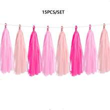 15pcs/Set, Blue & Pink Paper Tassel Party Garland Banner, Suitable For Party Decoration, Birthday Decoration, Baby Shower Backdrop Decoration - Multicolor - View 11