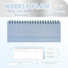 Aesthetic Pastel Desktop Weekly Planner Notebook, 3D Embossed Standing Flip Memo Pad & Habit Tracker, Cute Spiral Twin-Wire Schedule Book For School - Multicolor - View 11