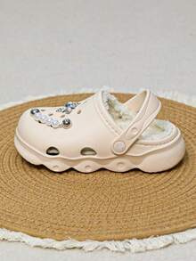 HOEASE Girl's Winter Plush Lining Garden Clogs, EVA Soft Sole House Slipper With Slip-On Design, For Cold Weather, Ideal Gift For Halloween, Christmas - Beige - View 7