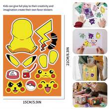 8pcs Cute Anime Pok é Mon DIY Face Changing Sticker Self-Adhesive Waterproof Vinyl Sticker Suitable For Laptops, Water Bottles, Suitcases, Party Decorations, Handmade Art Supplies, Customized Exclusive Cartoon Character Decoration - Multicolor - View 5