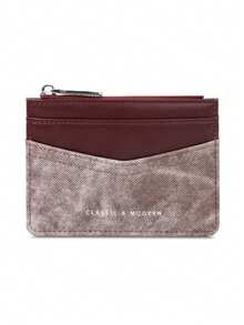 New Patchwork Zipper Coin Purse Minimalist PU Women's Multi-Slot Card Holder Color Block Card Storage Bag Gift - Red - View 7