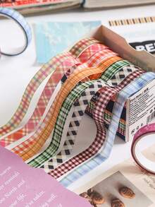 8 Rolls/Box Vintage Washi Tape, 0.7cm Wide DIY Handbook Tape, Suitable For Student Stationery, Diary And Album Decoration, A Gift For Friends - Multicolor - View 10