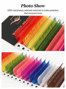 16 Rows Macaron Colorful Eyelash Extensions, 8 Colors Rainbow Faux Mink Single Lash, Soft Classic Voluminous Eyelash Tray, Suitable For Salon Lash Artists, Cluster Lashes, Cluster False Eyelashes, Professional Eyelash Extension Supplies, Winky Beauty - D - View 8
