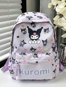 Sanrio Hello Kitty Pink All-Over Print Oxford Fabric Student Backpack, Cute Cartoon Character Large Capacity School Bag, Japanese Style Multi-Pocket Lightweight Daypack, Suitable For Students Travel And Daily Campus Use - A - View 12