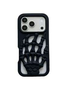 Halloween Element 3D Creative Hollow Fish Bone 17 Pro Max Apple 15 Phone Case 14 Silicone 13 Soft 16 New 17 - Black - View 5