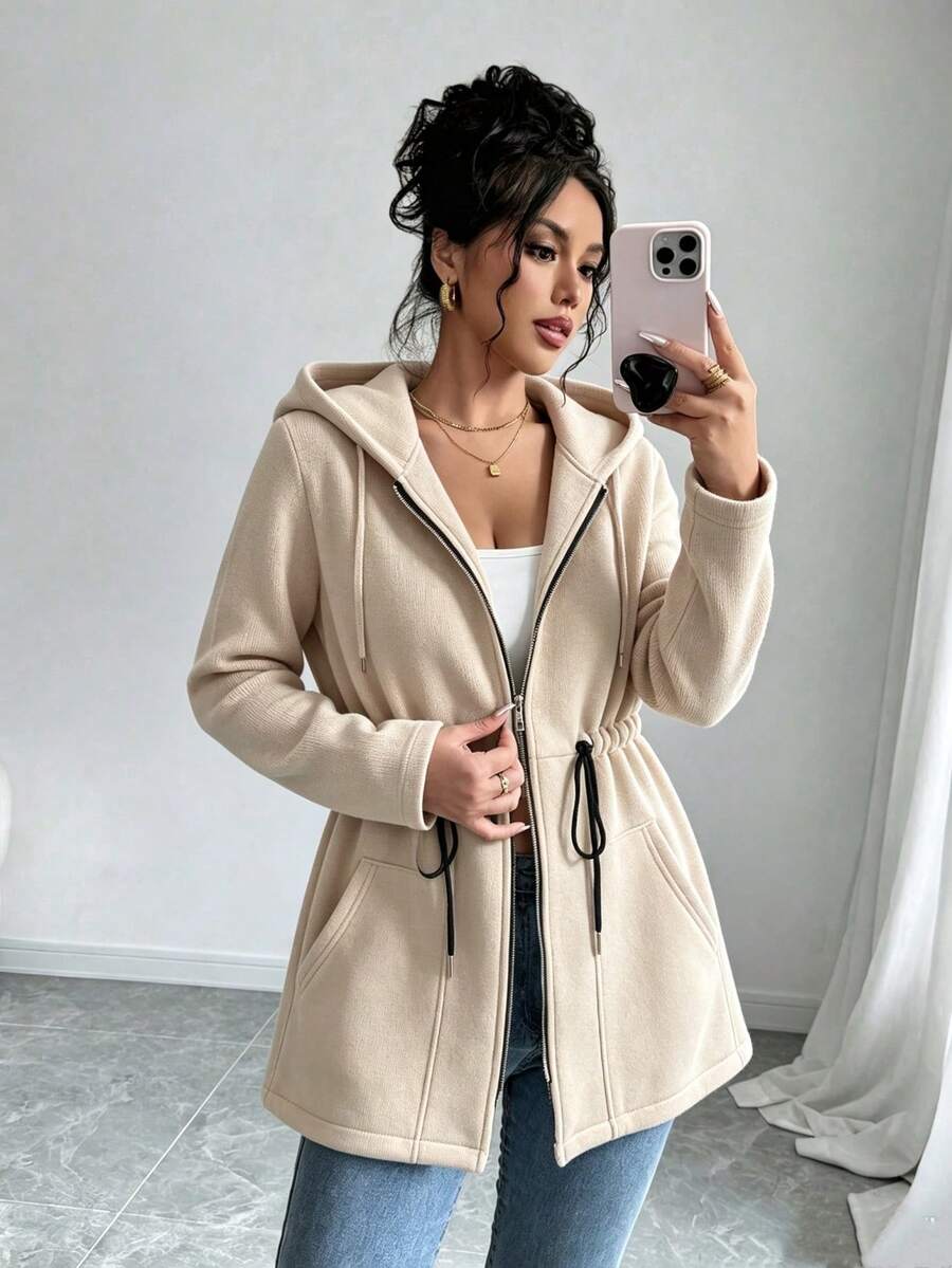 Women Trench Coats - Apricot - View 1