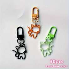 Cute Hollow Colorful Cat Keychain - Alloy Cartoon Pendant, Suitable For Car Keys And Backpacks, Perfect Women's Day Gift, Adorable Keychain - Multicolor - View 11