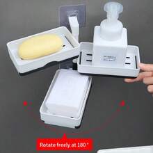 Giá đựng xà phòng xoay 2/3/4 tầng, khay đựng xà phòng thoát nước gắn tường phòng tắm, kệ lưu trữ sáng tạo không cần khoan cho gia đình - Kệ đựng xà phòng - Xem 4