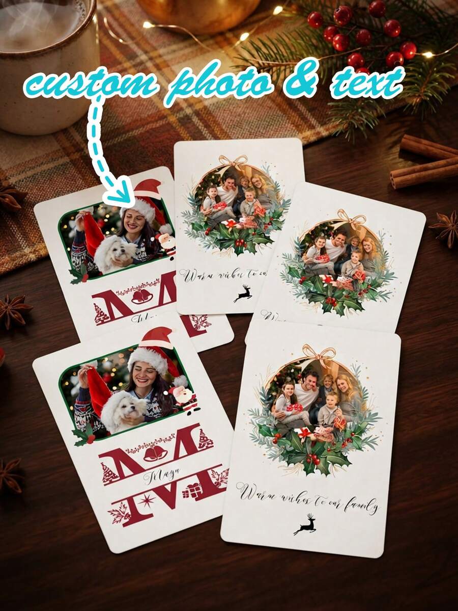 Personalized Christmas Playing Cards That Can Be Customized With Your Photos And Text, Designed Specifically For Christmas Party Game Cards, A Christmas Gift For Friends And Family, Perfect For Giving As A Gift At Christmas Gatherings. - Multicolor - View 1
