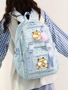 1 Pc, Creative Hamster Pattern Printed Backpack, Large Capacity Casual Backpack, Adjustable Shoulder Straps, Suitable For Daily Commuting And Travel - one-size - View 2