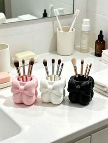 3D Printed Bow Makeup Brush Holder, INS Girly Style Desktop Pen Holder, Vanity Makeup Brush Comb Sundries Storage Bucket - Multicolor - View 1