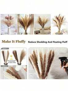 20/80/100/200pcs Brown Artificial Reed Grass Bouquet, Large Capacity Rabbit Tail Grass, 43.18cm Bohemian Style Artificial Fluffy Reed, Suitable For Home, Wedding, Event And Holiday Decoration (Christmas, Halloween, Easter, Thanksgiving) - Brown - View 4