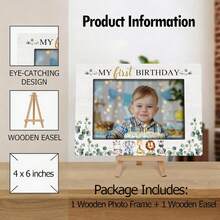 1pc Baby Wooden 1st Birthday Photo Frame, Family Memorial Photo Display Stand, 1st Birthday Gift, Suitable For Home And Office Desk Decor - Multicolor - View 14