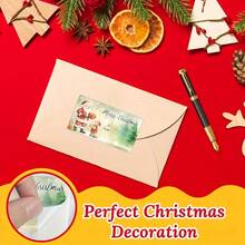 1 Roll 180pcs Merry Christmas Gift Labels, Santa Claus Pattern Christmas Name Stickers, Used For Gift Wrapping, Holiday Packaging, Holiday Labels, Smooth Surface, Gift Labels, Home Gifts, Gift Givers - Multiple Styles - View 5
