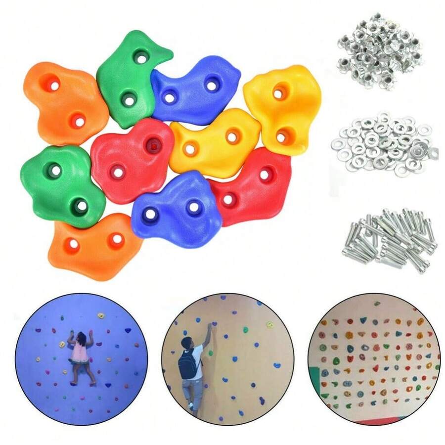 10 Climbing Stones Bolt On Climbing Frame Wall Holds Rocks Grips With Screw - VJO0054-2 - View 1