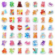 somoving 50pcs Personalized Teddy Bear Analysis Stickers, Waterproof And Durable, Sweet And Cute Style, Colorful Teddy Bear Candy Pattern, Scratch-Resistant Material Design, Suitable For Decorating Notebooks And Water Bottles - Multicolor - View 11