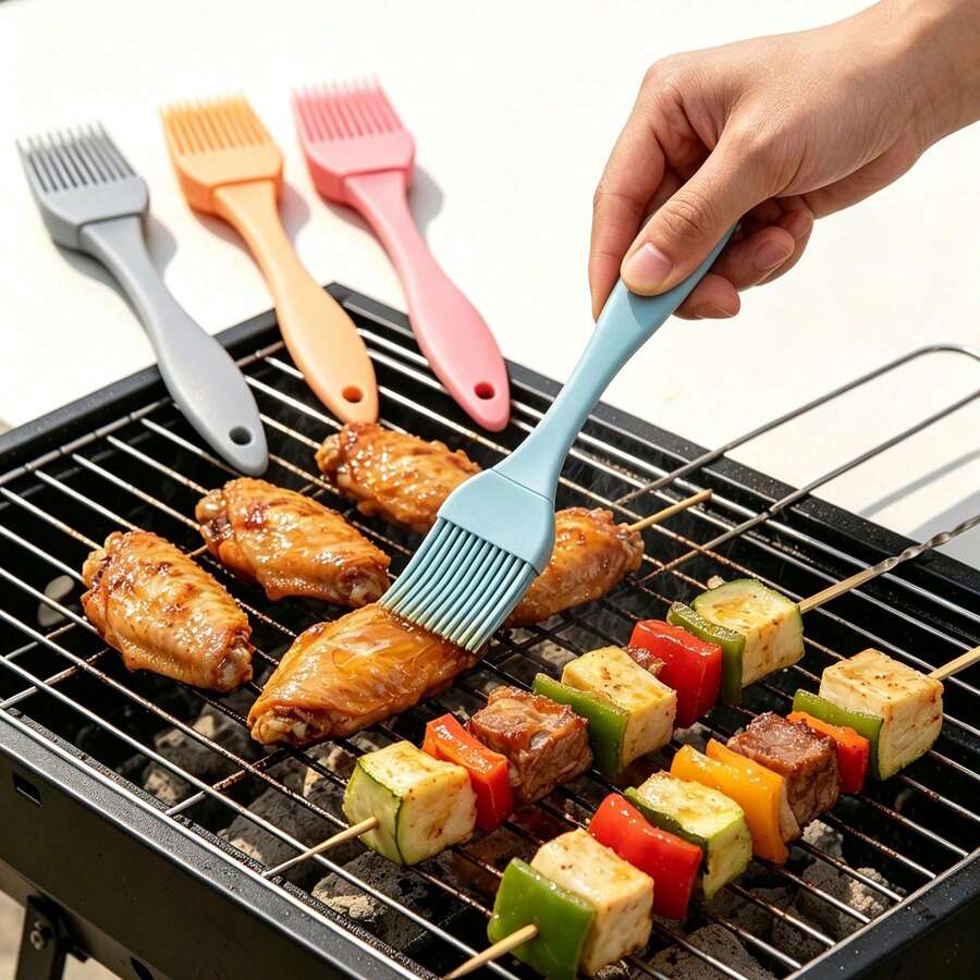 3/2/1 cái cọ phết dầu BBQ mini dùng tại nhà, chất liệu silicone, chịu nhiệt, dễ vệ sinh - Nhiều màu - Xem 1