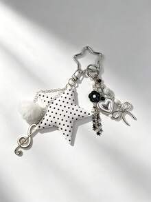 1pc Fashion Polka Dot Star Beaded Chain Pendant Bag Charm Accessory Keychain, For Women's Shoulder Bag, Tote Bag Charm, Keychain Pendant - Multicolor - View 10