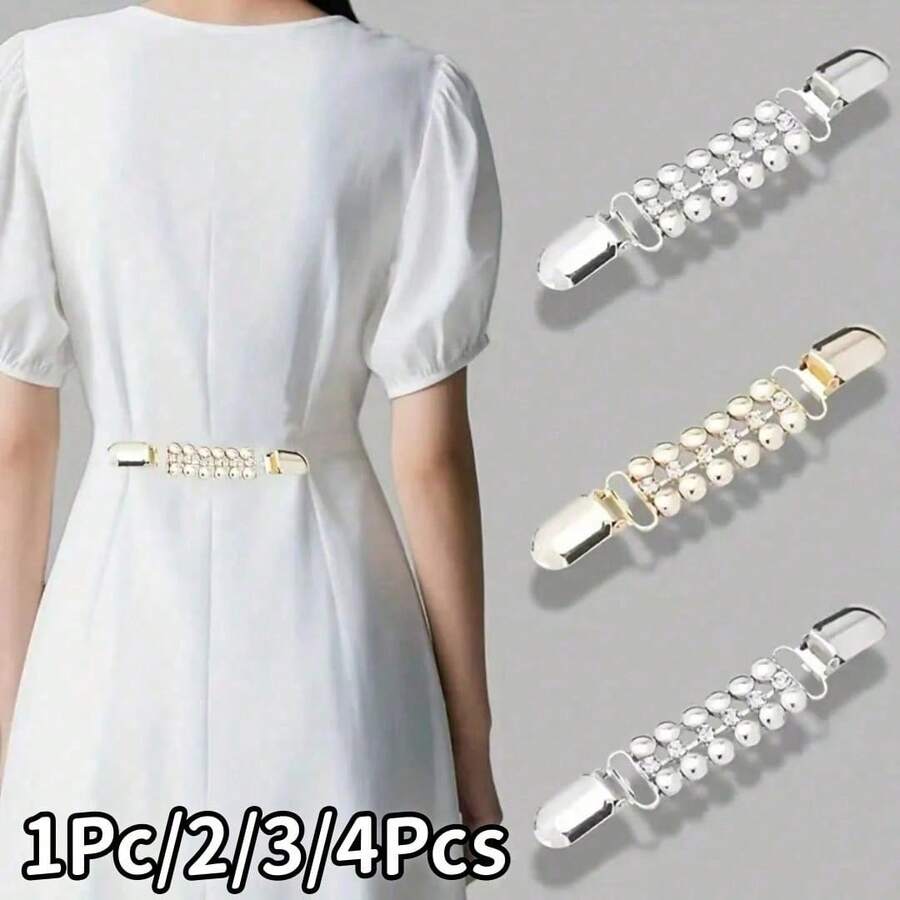 New Rhinestone Claw Chain Clothing Buckle Crocodile Clip Hair Clip Shawl Scarf Cardigan Sweater Tightening Brooch Clip Accessory Button Ornament - Multicolor - View 1
