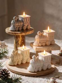 Christmas Sleigh Silicone Candle Mold For Candle Holder Tea Light Gingerbread Train Cement Candlestick Jar Gypsym Concrete Succulent Plaster Mould - Multiple Styles - View 7