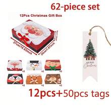 62/56pcs Exquisite Christmas Cartoon Theme Gift Box Set, Holiday Gift Party Atmosphere Gift Box, With Ribbon Christmas Gift Box, Christmas Gift Packaging Box, Including Santa Claus, Snowman, Reindeer, Gingerbread Man, Elk And Other Patterns, Exquisite Design, Suitable For Christmas Party, Christmas Decoration - Multicolor - View 14
