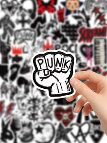 50Pcs Punk‑Style Kids Stickers, Cool Edgy Cartoon Decals For Journal Water Bottle DIY Craft Decor - Multicolor - View 4
