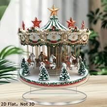 New Christmas Rotating Carousel 2D Acrylic Standee, Christmas Holiday Gift Exchange Decoration Home Ornament - A - View 3