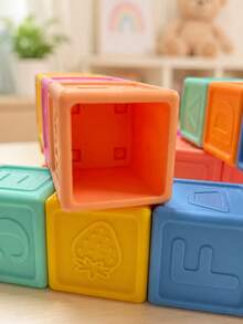 Soft Large Particle Rubber Building Blocks Stacking Toy, Baby Teething Chewing Toy, Human-Shaped Sensory Toy, Children's Toy, Christmas Gift - Multicolor - View 8
