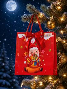 1/3/5pcs Christmas Gift Bags, Divided Reusable Large Gift Bags, Suitable For Supermarket Holiday Parties, Party Favor Bags, Holiday Shopping Bags - Multiple Styles - View 5