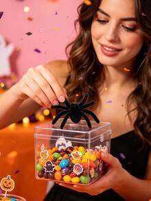 Transparent Hard Zipper Protective Box, Halloween Candy Storage Box, Halloween Spider Decoration, Candy Storage Box, PVC Travel Storage Bag Lightweight Anti-Fading, Makeup Toiletry Bag, Hard Plastic Zipper Bag, Transparent Zipper Bag, Plastic Storage Box, Portable Travel Box, Halloween Gift, Autumn Gift, Back To School Gift, Home Essential - Multicolor - View 8