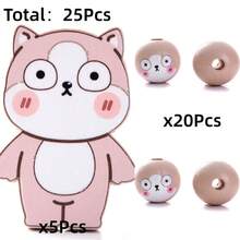 25Pcs Animal Pattern Wooden Beads Assortment, Multiple Styles Available, Suitable For DIY Jewelry Making, Handmade Accessories, Friendship Gifts, Home Decor, Small Item Decoration - Multicolor - View 9