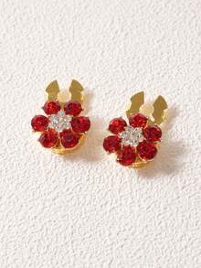 6Pcs Rhinestone Flower Button Covers For Women, Sparkling Decorative Button Clips For Shirts, Blouses & Dresses, Removable Clothing Accessories - Star - View 6