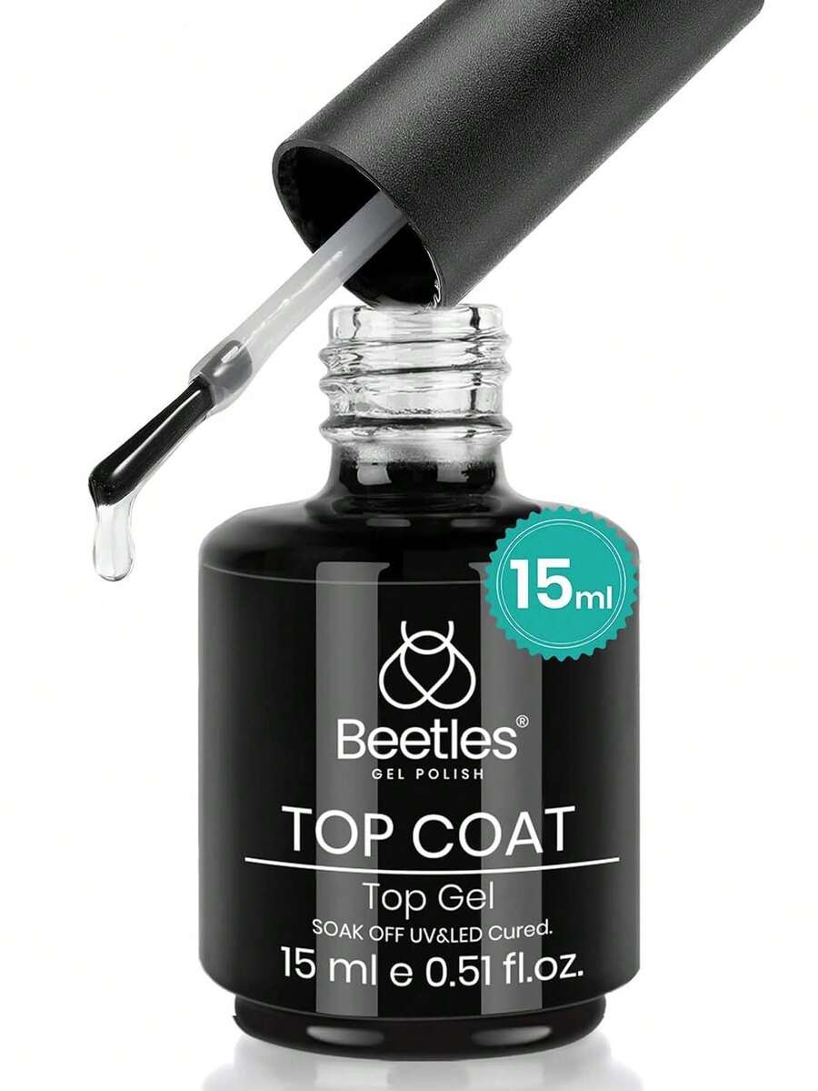 Beetles 15ml 免擦膠指甲封層,透明高光澤感凝膠指甲油,持久美甲,需浸泡式 UV LED 燈,DIY 美甲 - 免洗凝膠封層 - 查看 1
