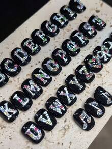 1pc Vintage Diamond Letter Pearl Musical Note Bow DIY Nail Art 3D Wearable Nail Decoration Silicone Mold - Clear - View 2